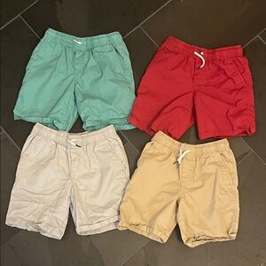 Kids Elastic Waist Shorts - Red, Teal, Cream, Tan, Sz 8